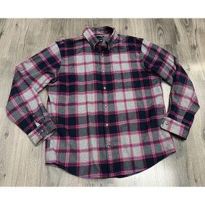 Lands End Plaid Flannel Button Down Long Sleeve Shirt Men’s Large 16.5